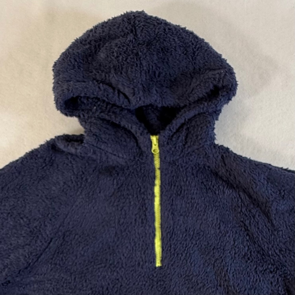Outerknown 1/4 Zip Hoodie Mens XS Sherpa Fleece Navy Neon Yellow